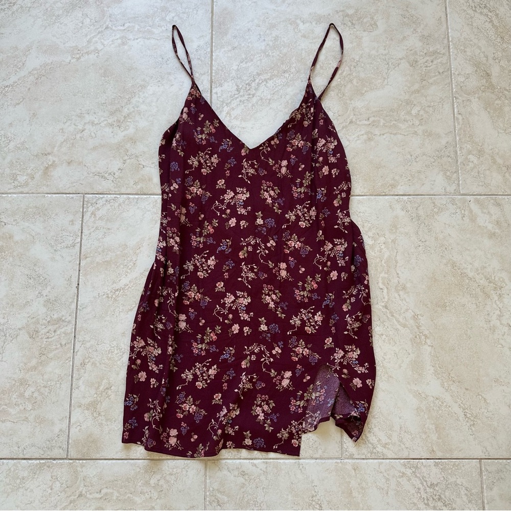 Floral Slip Dress in Burgundy